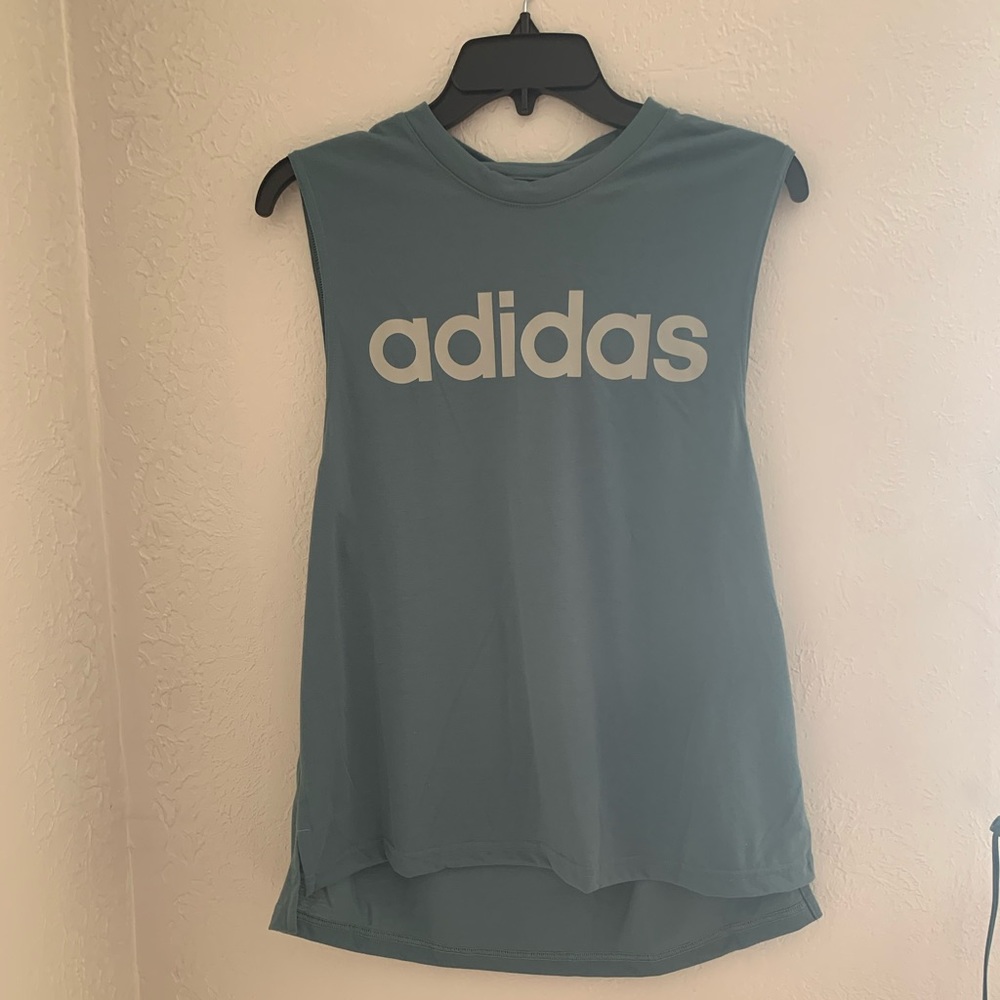 Teal Adidas Cut Off Tank